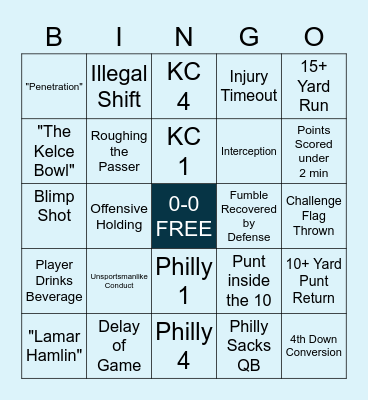 SUPER BOWL LVII Bingo Card