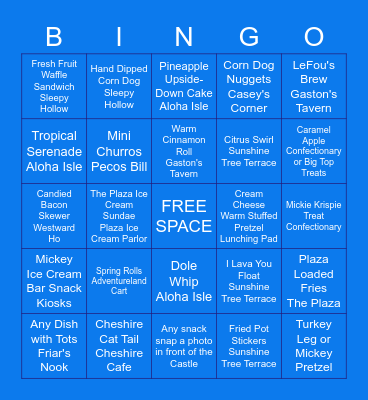 Magic Kingdom Bingo Card