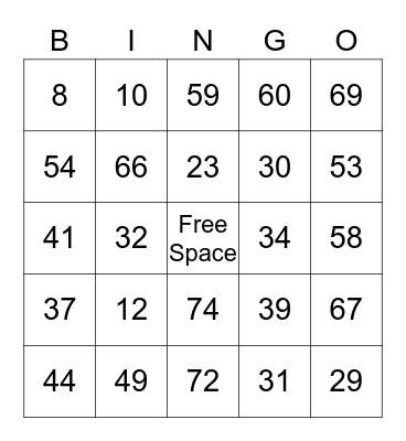 Merry Christmas Bingo Card