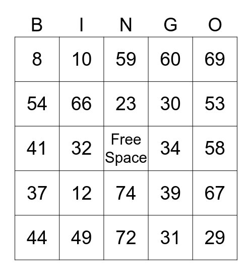 Merry Christmas Bingo Card