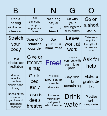 Self-Care Bingo Card