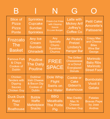 Disney Springs Bingo Card