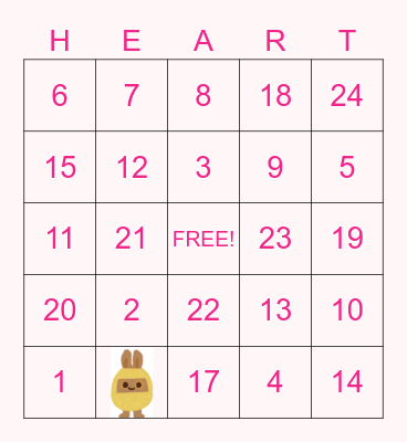 Palentine's Day Bingo Card