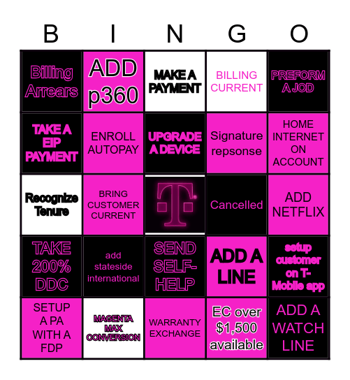 T-MOBILE BINGO Card