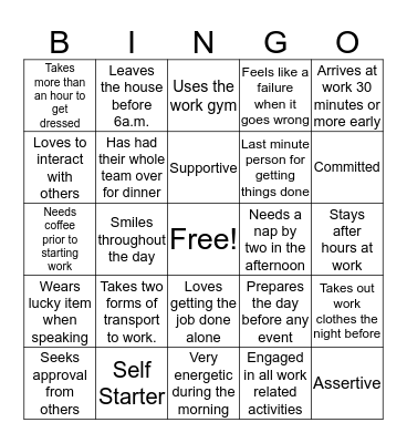 Work People Bingo Card