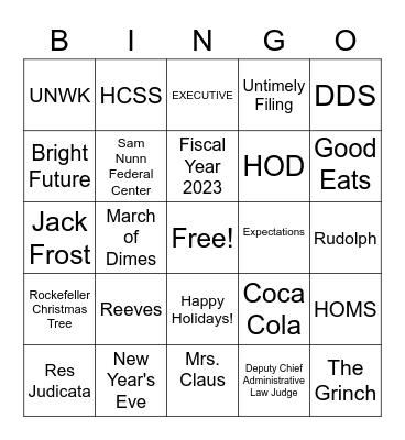 OHO Executive Bingo Card