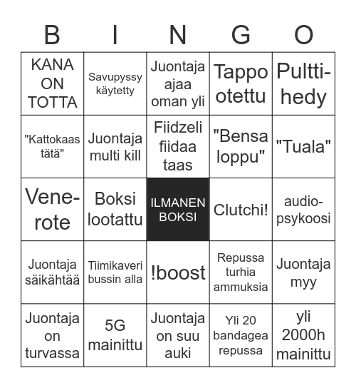 pubg-bingo Card