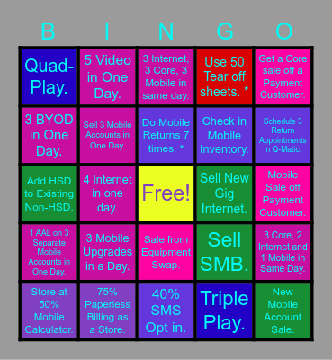 Spectrum Bingo Card