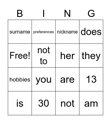 English 1 Week 3 Bingo Card