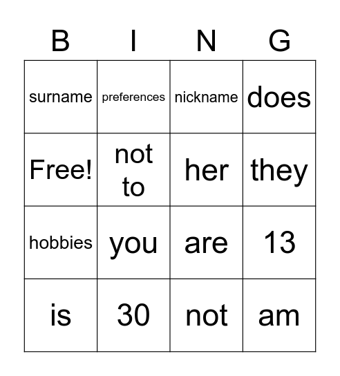 English 1 Week 3 Bingo Card