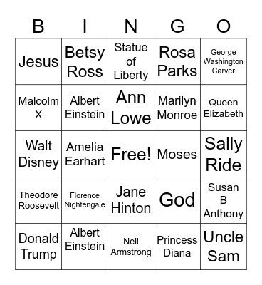Famous Historical Day 7-1 Bingo Card