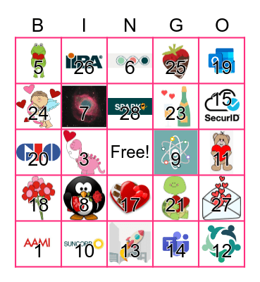 BAlentines Bingo Card