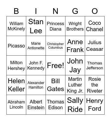 Famous Historical Day 8-1 Bingo Card
