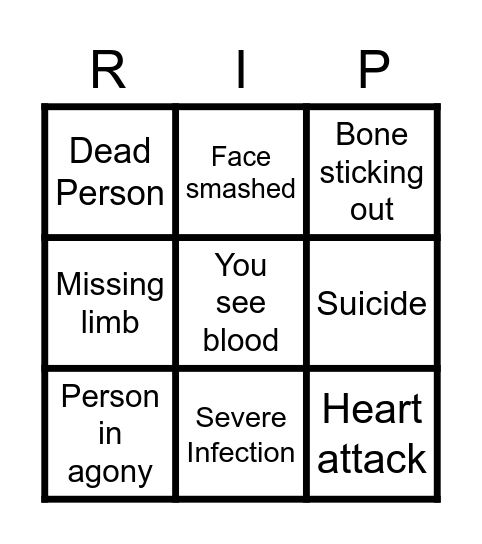 ER  ADVENTURE Bingo Card