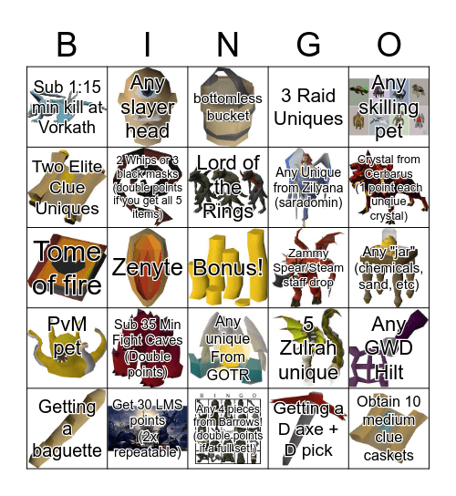 OSRS Bingo ts Bingo Card