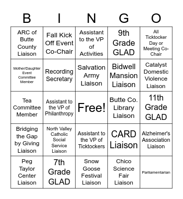 NCL Chico Jobs Bingo Card