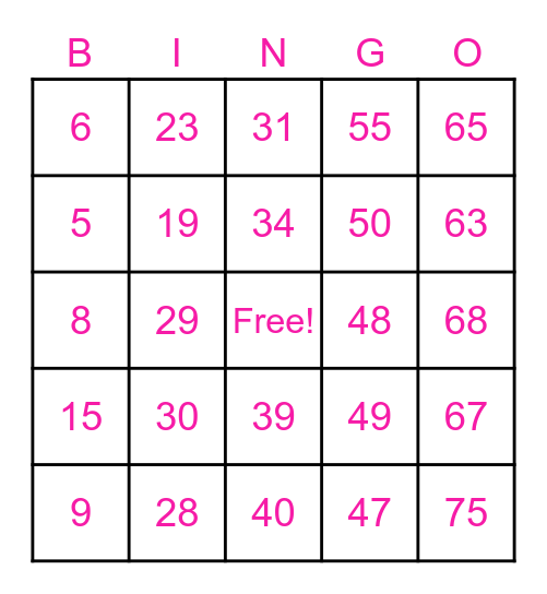 Baby Shower BINGO Card