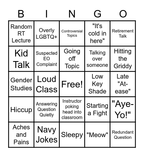 IRTP Bingo Card