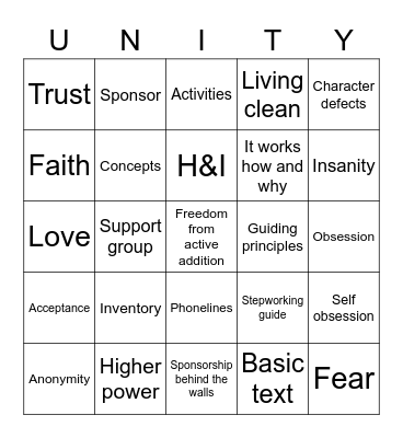 Hollywood Unity day 34 Bingo Card