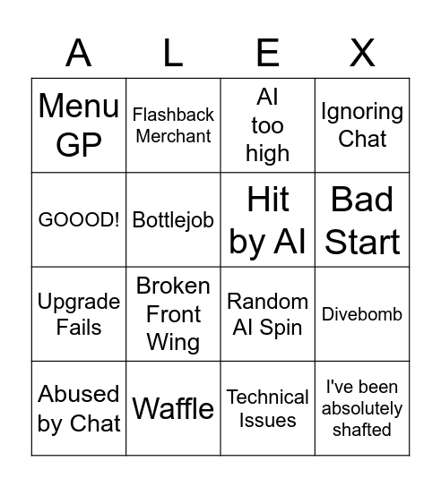 Bottlejob Bingo Card