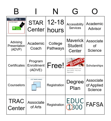 Advising Bingo Card