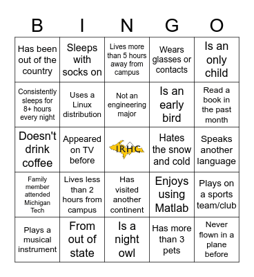 Icebreaker Bingo Card