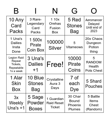 Copium Bingo Card