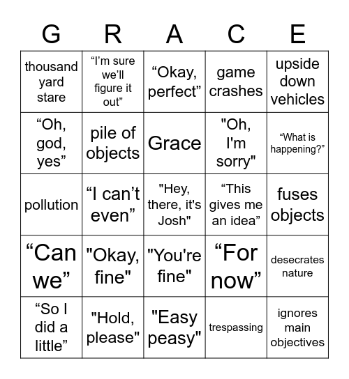 Let's Game It Out BINGO Card