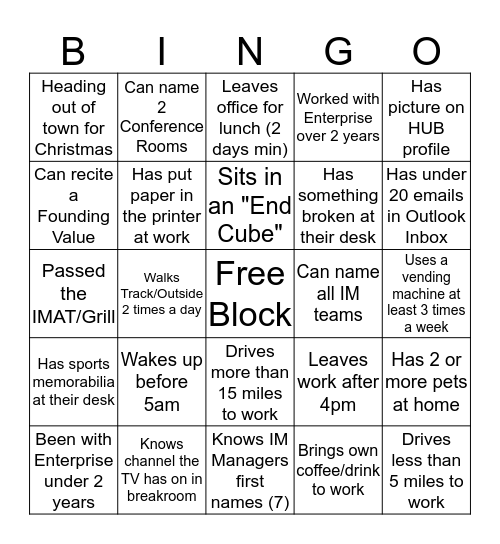 Untitled Bingo Card
