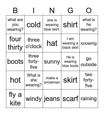 Family and Friends Unit 10,11 Bingo Card