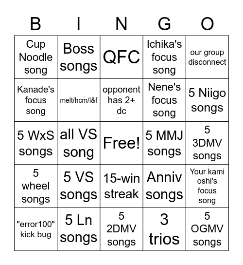 Speckai bingo Card