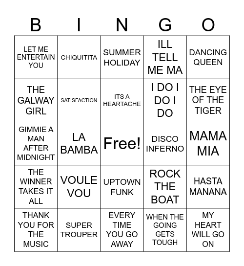 ABBA MIX Bingo Card