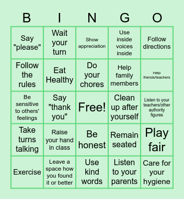 Girl Scout BINGO: Respect Yourself and Others Bingo Card