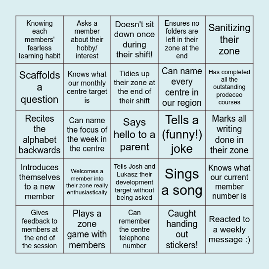 Terrific Tutor Bingo! Bingo Card