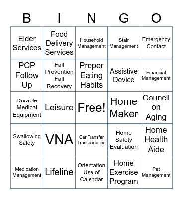 DISCHARGE PLANNING Bingo Card