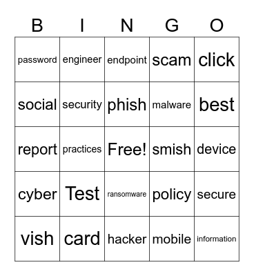 Test Bingo Card Bingo Card