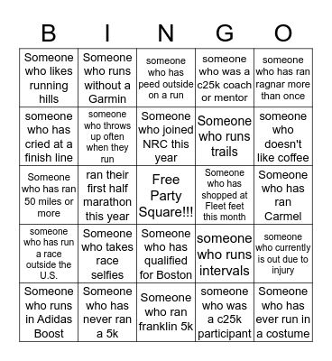 NRC PEOPLE BINGO Card