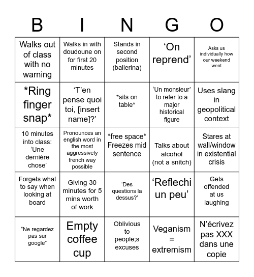 Lagaude bingo Card