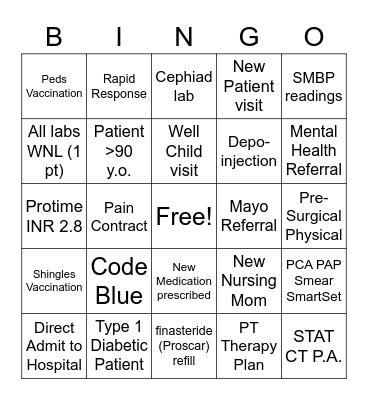 PCAA BINGO Card