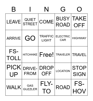 MORE TRANSPORTATION SIGNS Bingo Card