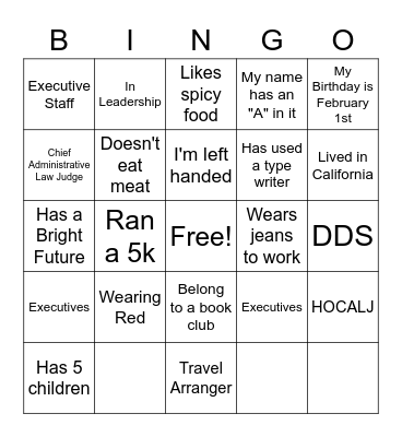 Find Someone Who w/a Twist Bingo Card