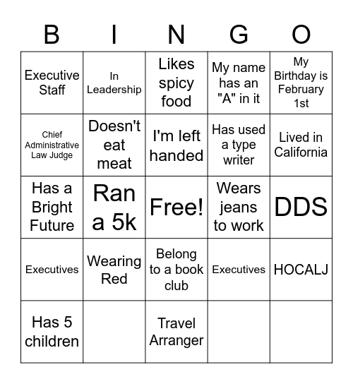 Find Someone Who w/a Twist Bingo Card