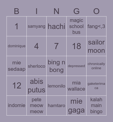 el mio Bingo Card