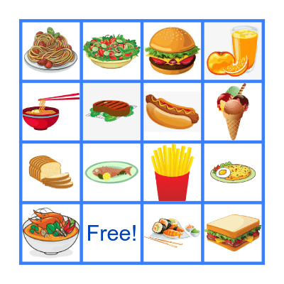 Food and Drink Bingo Card