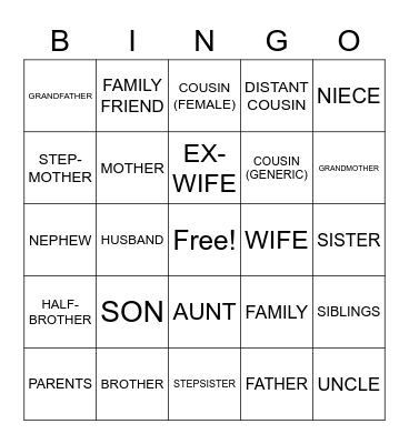 FAMILY Bingo Card