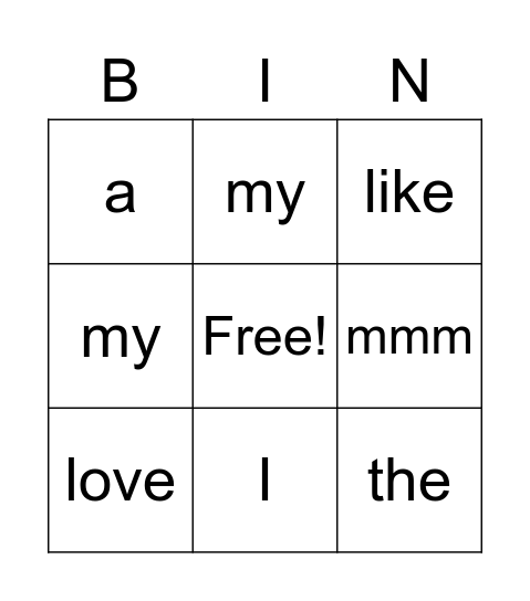 Should I share my ice cream? Bingo Card