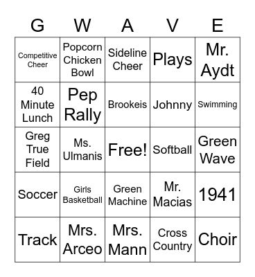 St, Edward CCHS Bingo Card