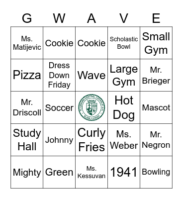 St. Edward CCHS Bingo Card