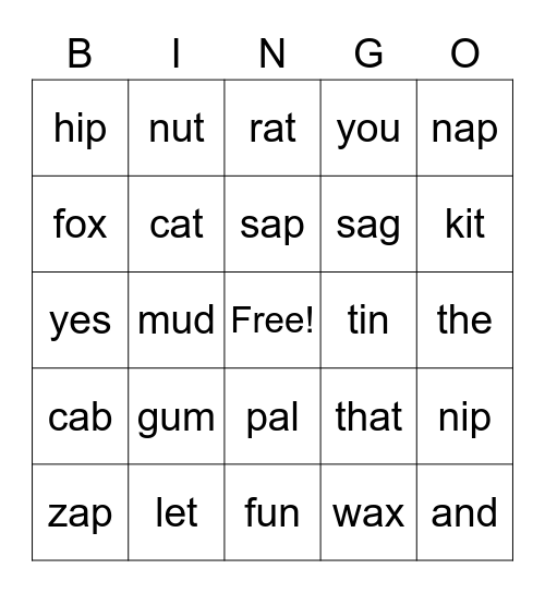 Unit 2 Bingo Card