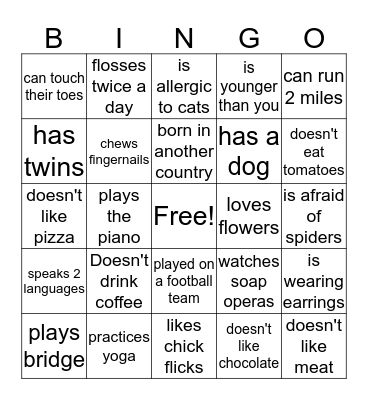 Steindler BINGO Card
